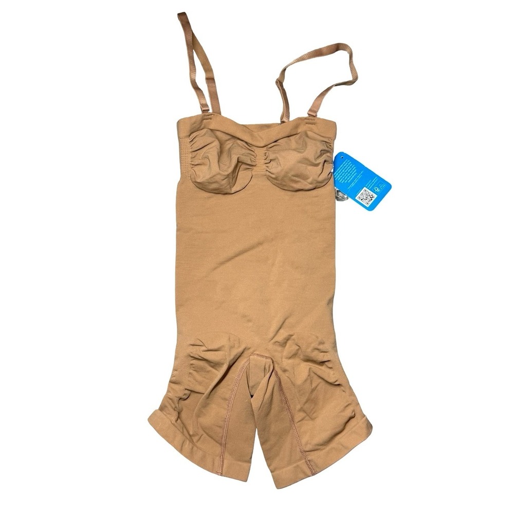 SENSIL Womens Tan Nude Seamless Shapewear Bodysuit Mid-Thigh Shaper Small NWT‎